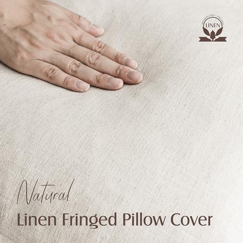 Foindtower Decorative Linen Fringe Lumbar Throw Pillow Covers Cozy Boho Farmhouse Cushion Cover with Tassel Soft Accent Pillowcase for Sofa Bed Living Room Home Decor, 12×20 Inch, 1PC, Natural Beige - color: Natural Beige, size: 20" x 12" (Pack of 1)