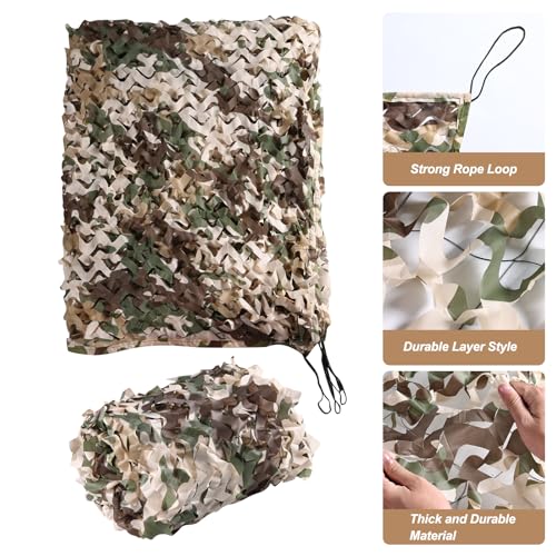 Camo Netting Camouflage Netting 6.5ft×10ft,10ft×10ft, 20ft×20ft,with Mesh Backing, Hunting Blind Nets, Sunshade Canopy, Army Tarp Fence Net for Party Decoration, Photograph and Car Cover - color: Brown Camo, size: 10ftx10ft