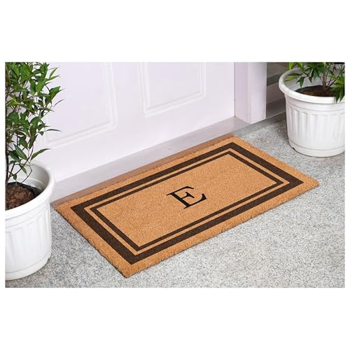 Calloway Mills 152982436E Brown Border 24" x 36" Monogram Doormat (Letter E) - color: Letter E, size: 2' x 3' (Rectangular)