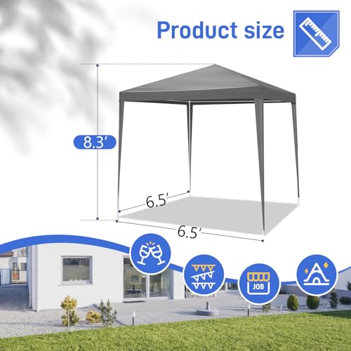 6.5x6.5ft Heavy Duty Commercial Canopy Tent,Portable Folding Canopy Tents,Waterproof Patio Gazebo Tent,Folding Outside Shelter Gazebos,with 4 Removable Sidewalls,for Wedding Party Backyard (Dark Grey) - color: Dark Grey