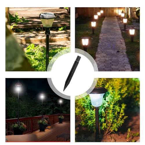 18 Pcs Solar Light Stakes Replacement, 8.27 Inch Plastic Ground Stakes, Black Pathway Lights Spike for Yard, Garden, Outdoor (Inside Diameter 0.85 Inch) - size: 18 Pcs