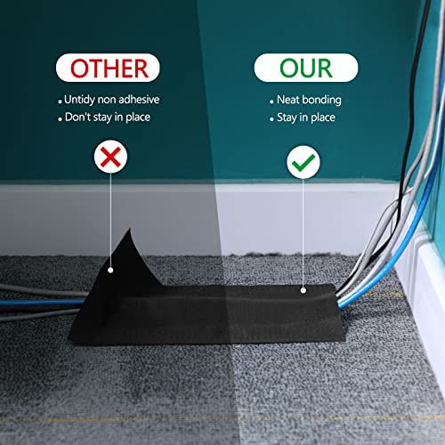Syhood Cord Cover Floor Cable Protector Carpet Wire Cover Floor Cable Management for Office Carpet Organized and Protect(5.9 Inch X 20 Feet,Black) - color: Black, size: 5.9 Inch X 20 Feet