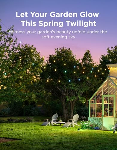 Govee Clear Bulb Outdoor String Lights 144ft, RGBWIC Smart Outdoor Lights with 45 Dimmable LED Bulbs, 111 Scene Modes, IP67 Waterproof & Shatterproof, Works with Alexa, Google & Matter for Patio - size: 144ft