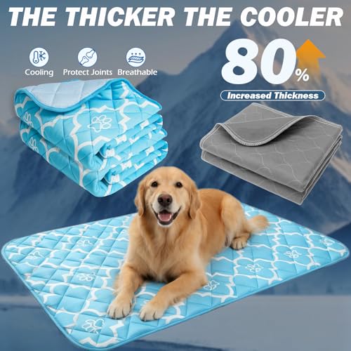 EXPAWLORER Dog Cooling Mat-28.3''*47.2'' Upgraded Extra Large Cooling Pad for Dog Dogs Cats Pets in Summer Keep Cool,Washable,Non-Slip Blanket for Grate Sofa Bed Outdoor - color: Blue