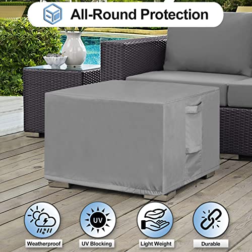 OutdoorLines Outdoor Waterproof Patio Ottoman Covers - Rectangle UV-Proof Patio Side Table Cover Windproof Heavy-Duty Furniture Covering Protector 34L x 24W x 17H Inch, Grey - color: Grey, size: Rectangle 34"l X 24"w X 17"h