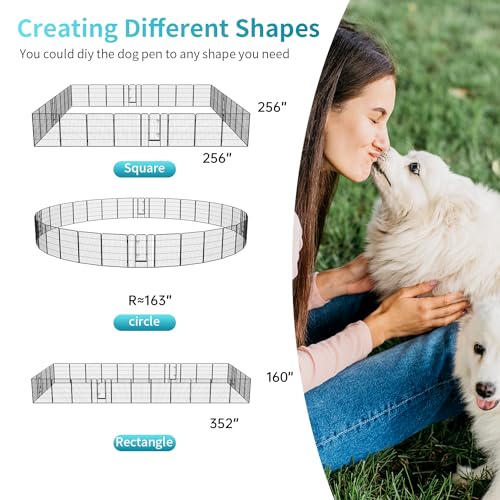 FDW Dog Playpen Dog Pen Dog Kennel 32 Panels 40 Inch Hight Indoor Outdoor Folding Metal Portable Puppy Exercise Pen Heavy Duty Dog Fence for Yard Camping,Black - style: 32 Panels