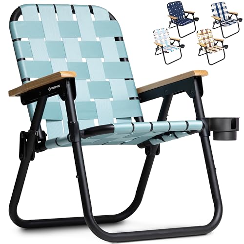 GoSports WOVN Beach Backpack Chair - 9 Styles Available - Premium Folding Camping Chair - color: Stone Blue
