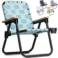 GoSports WOVN Beach Backpack Chair - 9 Styles Available - Premium Folding Camping Chair - color: Stone Blue
