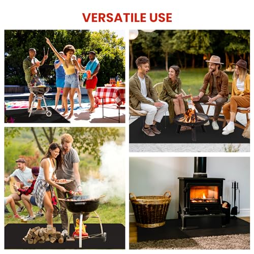 89.5 x 49.5 Inch Large Under Grill Mats for Outdoor Grill, Double-Sided Fireproof Oil-Proof BBQ Mat, Protector Mat for Deck, Patio and Lawn - size: 89.5"L x 49.5"W