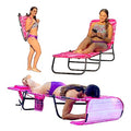 EasyGo Product FLIP Face Down Tanning Beach Chair Lounger with Face & Arm Holes - Polyester Material – Multiple Backrest Positions - Head Rest Pillow-Sand or Home Use - PATENTS Pending