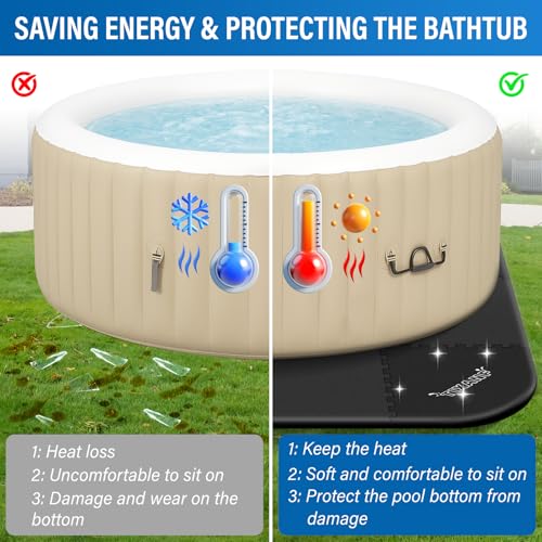 1/2" Extra Thick Hot Tub Mat,85IN Large Hot Tub Mat for Inflatable Tub,Hot Tub Pad Foundation,Eva Foam Padding for Indoor Outdoor,Inflatable Hot Tub Accessories - size: Square-1/2"