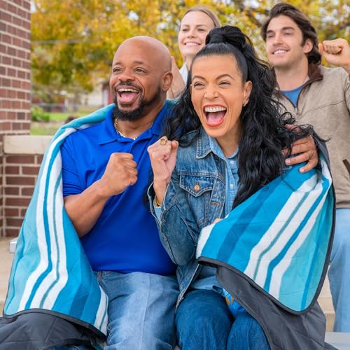 BRAWNTIDE Large Outdoor Waterproof Blanket - Extra Thick Fleece, Warm, Windproof, Sandproof, Quilted, 82" x 55", Ideal for Beaches, Picnics, Camping, Stadiums, Dogs, Car - color: Teal Green