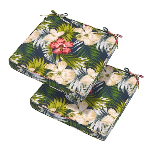 Magpie Fabrics Indoor Outdoor Waterproof Square Chair Cushion, 18" x 18" x 2.5", 2 Pack, Water Resistant Seat Cushions, for Patio Garden Office, Midnight Floral - color: A Midnight Floral