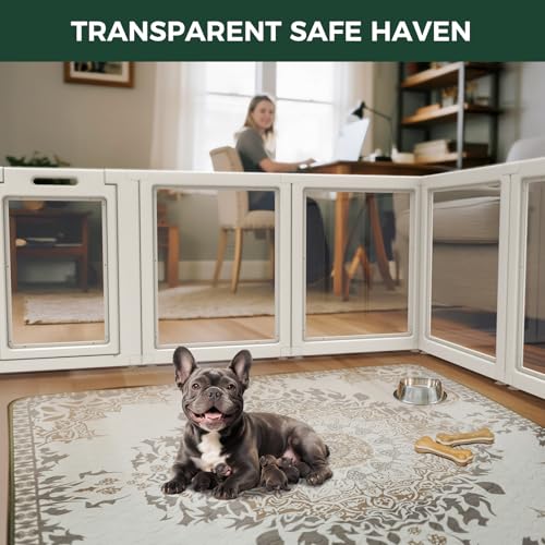 FXW AuraSpace Acrylic Indoor Dog Playpen for Small and Medium Dogs, 30 Inch, 10 Panels, White - color: White, size: 30"h