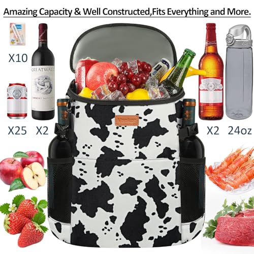 Camping Cooler Backpack 30 45 Cans, Soft Backpack Coolers Insulated Leak Proof Travel Cooler Bag Waterproof Lunch Picnic Beach Work Trip Thermal Bag Drink Beverage Beer Bag Cooler - color: Black White Pattern, size: 45 Cans
