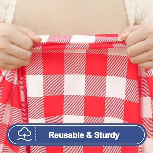 Smiry Picnic Table Cloth 2 Pack, Waterproof Elastic Fitted Tablecloths for 24x48 Rectangle Tables, Washable Polyester Buffalo Plaid Tablecloth for Camping, Dining & Outdoor (Red & White, 24" x 48") - color: Red and White, size: 24" x 48"