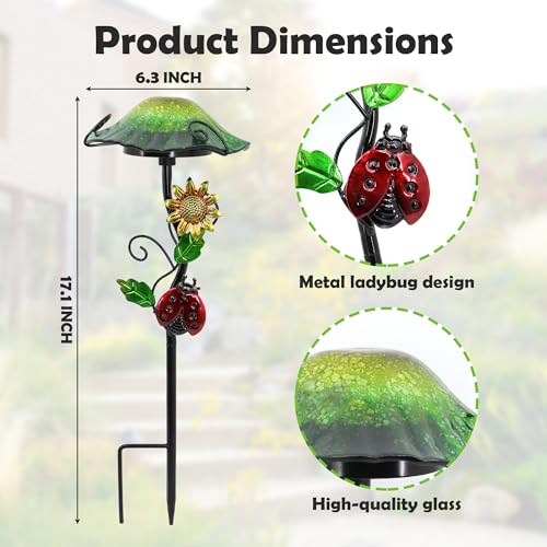 Solar Outdoor Lights Decorative Solar Glass Mushroom Lights Waterproof LED Green Garden Stake Light for Walkway Pathway Lawn Patio Yard Decorations. - color: Green