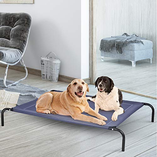 Large Original Elevated Dog Bed 52" × 36" × 8" Cooling Raised Pet Cot with Durable Textilene Mesh Fabric, Breathable Mat, No-Slip Feet, Indoor or Outdoor Use (XL)