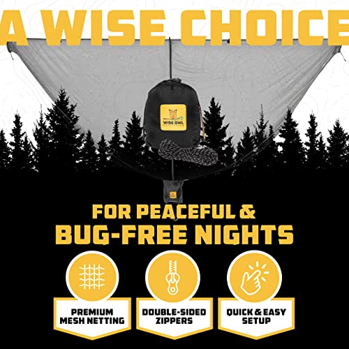 Wise Owl Outfitters Hammock Bug Net – Mosquito Net for Hammock, Lightweight Bug Netting for Camping, Hiking, Backpacking, Forest & Outdoor Use - color: Black