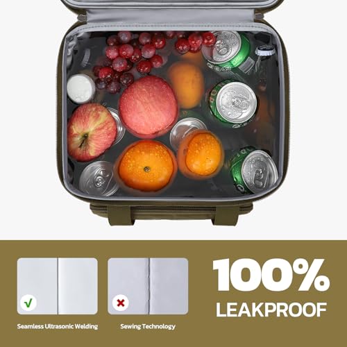Maelstrom Lunch Box, 23L Insulated Lunch Bag, Expandable Double Deck Cooler Bag, Lightweight Leakproof Tote Bag With Side Tissue Pocket, Suit For Men and Women (H Khaki with DIY Hook-and-Loop) - color: H Khaki with DIY Hook-and-Loop