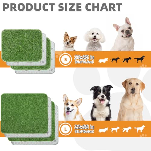 KOOLTAIL Dog Grass Pad with Washable Pee Pads for Puppy Potty Tray,2 Pack 20"*25" Soft Artificial Turf Multipurpose Reusable Grass Patch Pads for Dogs Litter Box, Leakproof for Doggie Training Indoor - size: 20" X 25" (2 Pack)