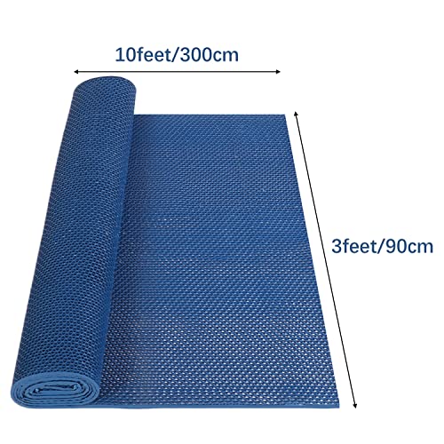 MYOYAY Drainage Non Slip Mat 3x10 Ft Commercial Floor Mat 0.22'' Thick PVC Drainage Mat Bathroom Pool Floor Rug Mesh Big Hollow Door Mats Roll for Swimming Restaurant Kitchen Bars Patio Wet Area, Blue