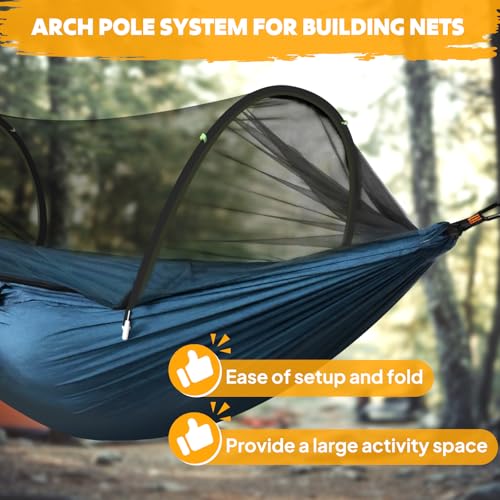 Chihee Ultra-Light Travel Camping Hammock Pop-up Net Hammock 660lbs Load Capacity,Breathable,Quick-Drying Parachute Nylon 2 Premium Carabiners,2 Tree Slings Included for Outdoor Backpacking Hiking - color: Navy Blue