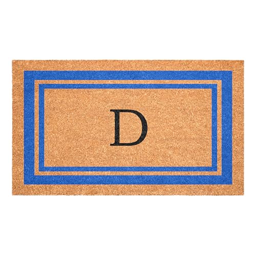 Calloway Mills 152971830D Blue Border 18" x 30" Monogram Doormat (Letter D) - color: Letter D, size: 1'6" x 2'6" (Rectangular)
