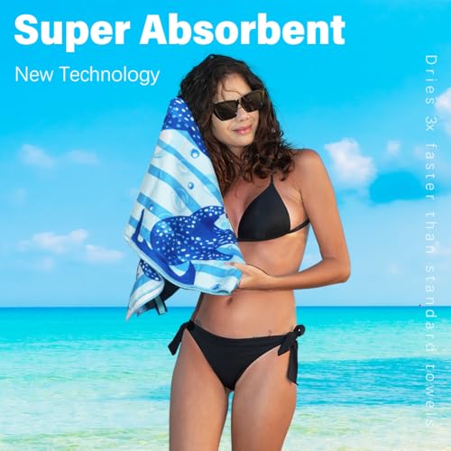 2 Pack Lightweight Thin Microfiber Beach Towel Sand Free Quick Dry Absorbent Compact Soft Pool Swim Travel Towels Extra Large Oversized Beach Accessories packable Essentials Stuff Gifts for Adult - color: 2 Pack Blue Peank Dream World, size: 32x71 Inch