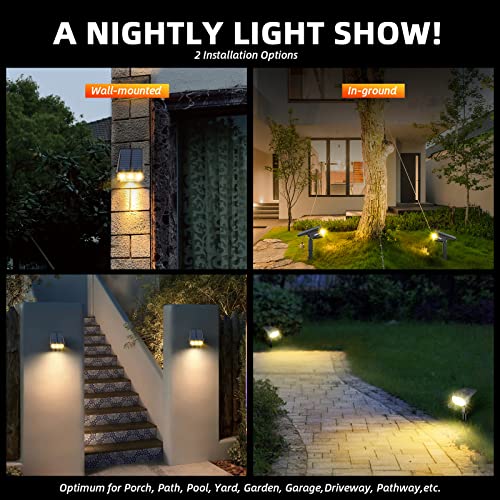 LEREKAM 3 Brightness Modes Solar Outdoor Lights, 360 Degree Adjustable Lighting Angle with 40 LED's, Spotlights Outdoor Waterproof Auto On or Off Solar Garden Lights 8 Pack - color: Warm White, size: 8 Pack