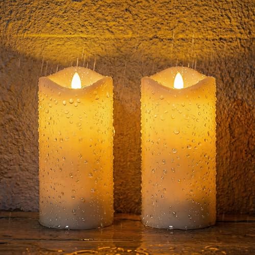 Large Solar Candle Lights Outdoor,Flameless Pillar IP65 Waterproof White Fake Candle,Dusk to Dawn,Solar Powered LED Candles for Patio Yard Deck Window Decor,Mothers Day Gifts,3"x6",Set of 2 - color: D3"xH6", 2 PCS
