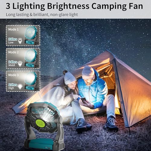 Battery Powered Fan，270° Rotating Battery Operated Camping Fan Rechargeable, USB Desk Personal Table Cordless with Hook, Outdoor Camping for Tents,Travel X23 Cyan - color: Cyan