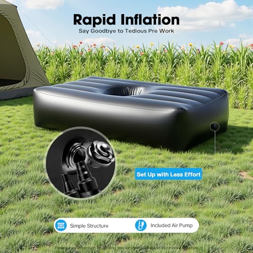 BBL Bed After Surgery for Sleeping, Inflatable Mattress with Hole, Brazilian Butt Lift Recovery Pillow Post Surgery, Air Mattress Sofa Couch for Home, Post-Operative Recovery Beds - color: Black