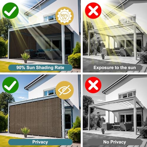 Shade&Beyond 90% Sun Shade Cloth with Grommets, 8' X 8' Pergola Shade Cover Canopy, Mesh Tarp Sun Screens for Patio, Outdoor, Garden, Backyard, Mocha, GN10 - color: Mocha, size: 0 8' X 0 8'