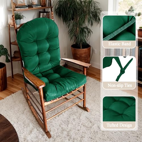 Adirondack Chair Cushion, Waterproof Outdoor Seat Cushions for Patio Furniture, Thick High Back Replacement Pad for Porch Lawn Wicker Dining Desk Chair, Rocking Chair Cushion, Emerald - color: Emerald Green