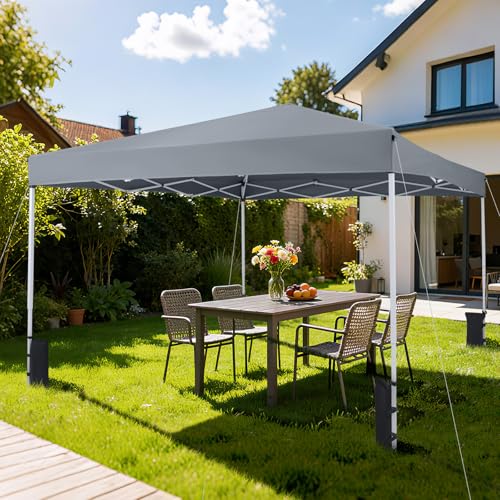Tangkula 10x10 FT Pop Up Canopy, UPF50+ Outdoor Tent with 4 Sandbags, 8 Stakes, 4 Wind Ropes, Heavy-Duty Carbon Steel Frame, Carrying Bag, Portable Canopy Tent for Party Event Camping Travel (Grey) - color: Gray, size: 10x10 Ft