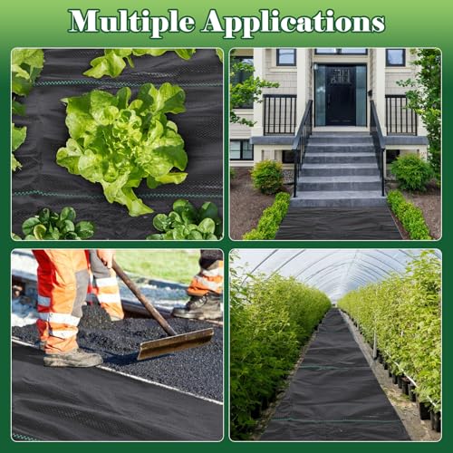 FEED GARDEN 3FT x 100FT Landscape Fabric Weed Barrier Fabric, Heavy Duty Weed Control Mat, Weed Blocker Ground Cover Geotextile Fabric for Gardening, with 20 U-Shaped Stakes (2 Pack 3x50FT) - size: 3FTx100FT