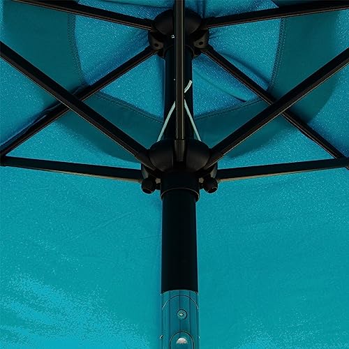 Blissun 7.5 ft Patio Umbrella, Yard Umbrella, Outdoor Market Umbrella with Push Button Tilt Crank (Cerulean) - color: Cerulean