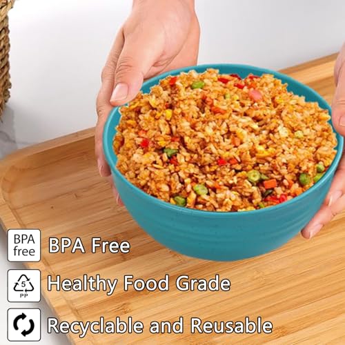 Unbreakable Wheat Straw Cereal Bowls Set of 4, 24 OZ Microwave and Dishwasher Safe Lightweight Soup and Salad Bowl Sets, Reusable Dessert Bowls for Rice, Pasta, Snack, Fruit, BPA Free (Dark Green) - color: Dark Green