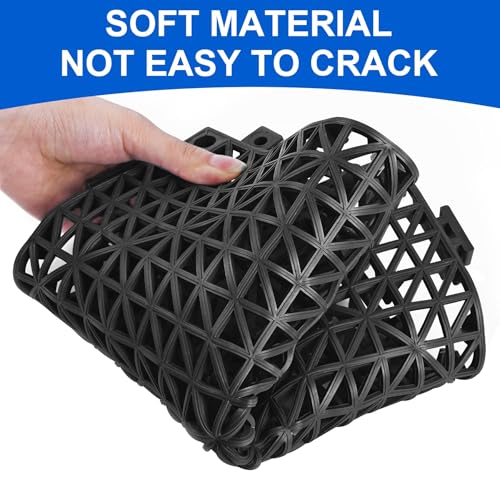 MYFAMIREA Modular Interlocking Cushion 18 Pack 11.8" x 11.8" Rubber Floor Tiles Non-Slip Splicing Drainage Mats for Deck, Black - size: 18 PCS
