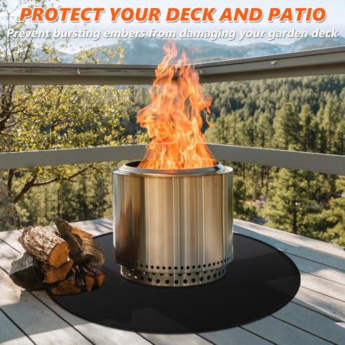 48" Fire Pit Mat for Solo Stove Bonfire, Double-Sided Fireproof Under Grill Mat Deck Patio Protector Pad, Round BBQ Mat for Solo Stove Accessories, Easy to Clean, Reusable (0.9mm) - color: 48x48 inch (0.9mm)