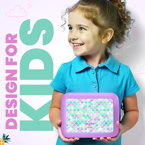 YOLAY Bento Box for Kids Lunch Box Leak-Proof, 5-Compartment Lunch Box Kids for Ages 3-10, Durable with Anti-Slip Base, Suitable for Schools, Outdoor and Travel (Mermaid) (Scallop) - color: Scallop