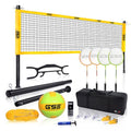 GSE Games & Sports Expert Outdoor Yard Sports Net Game Set for Backyards, Parks, Beach, Lawn. Volleyball Set, Badminton Set OR Volleyball & Badminton Combo Set Available - style: Pro Volleyball&Badminton Combo