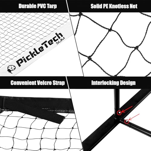 PICKLETECH 4.0 Slim Version Portable Pickleball Nets Outdoor Game 22 FT Pickleball Net-USAPA Regulation Size-Pickle Ball Net System with Carrying Bag for Driveway - color: Black, size: 22ft-4.0slim