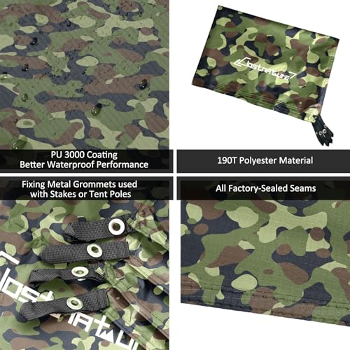 Clostnature Tent Footprint - Waterproof Camping Tarp, Heavy Duty Tent Floor Saver, Ultralight Ground Sheet Mat for Hiking, Backpacking, Hammock, Beach - Storage Bag Included - color: Camouflage, size: 87'' x 59''