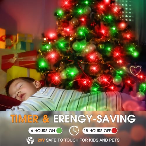 KNONEW 403ft 1000 LED String Lights Outdoor Christmas Lights 8 Modes & Timer Fairy Light Plug in Waterproof LED String Lights for Xmas Yard Tree Wedding Party Holiday Decorations (Red and Green) - color: Red and Green, size: 403FT 1000 LED