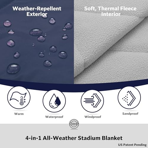 STOVER Large Waterproof Outdoor Stadium Blanket- Extra Thick Soft Fleece Camping Blanket for Travel, Picnics, Sports, Dogs 79"x55", Warm, Windproof, Sand-Proof, Lightweight, Packable (Victory Blue) - color: 01 - Victory Blue