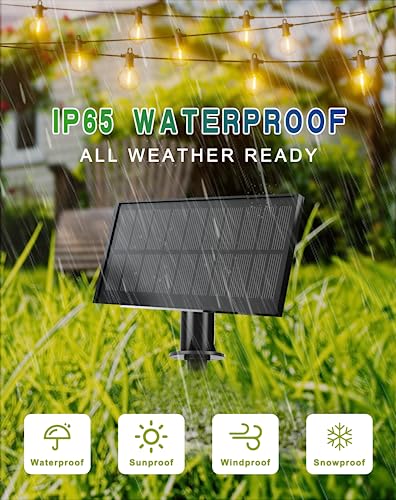 Zuske Solar String Lights Outdoor Waterproof 100FT with USB Port and 52 Shatterproof G40 Bulbs(2 Spare), LED Solar Powered Patio Lights for Outside, Porch, Backyard, Gazebo, Garden(Warm White) - size: Solar-100FT