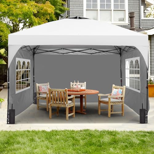 GDY 12x12FT Pop Up Canopy Tent with One Push Setup, Easy to Install with 4-Sidewalls for Events, Parties, Camping, Outdoor Gazebo with 4-Sandbags and Wheel Bag, White. - color: White, size: 12x12 Half-corner