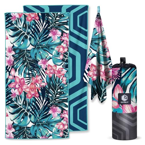 VENTURE 4TH Microfiber Beach Towel: Quick-Dry, Compact, Sand-Free, Absorbent, Sandproof and Lightweight - Perfect for Camping, Beach, and Roadtrips (Blue Lagoon Design | 35x78 inches) - color: Blue Lagoon, size: Extra Large (78" x 35")